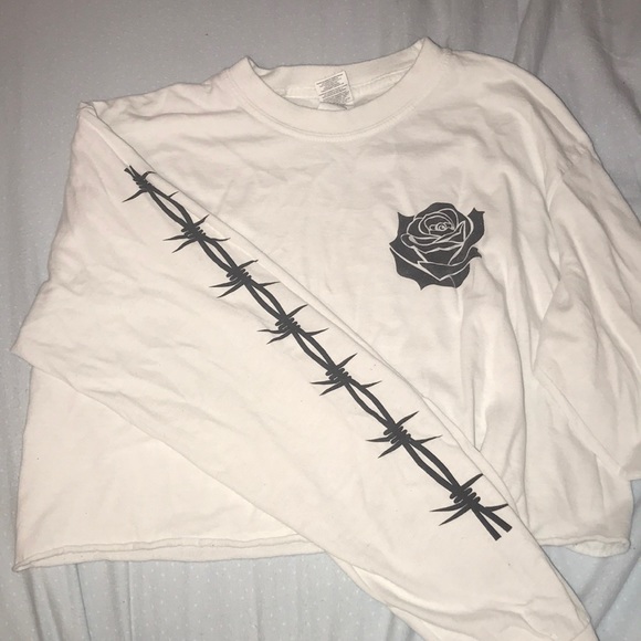White long sleeve crop top - Picture 1 of 3